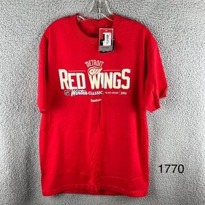 NHL Red Wings Hockey Size Large 2014 Winter Classic Cotton T-Shirt NWT Flawed‎